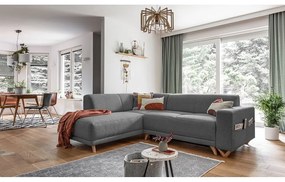 Сив разтегателен/с място за съхранение ъглов диван (ляв ъгъл/L форма) Classy Sophie – Miuform