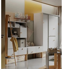 Светло сив/естествен стенен детски шкаф за дрехи Cube - Pinio