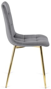 Тапициран кадифен стол YORK със златни крака - различни цветови покрития Черен