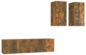 3120269 vidaXL Комплект ТВ шкафове от 4 части, опушен дъб, инженерно дърво