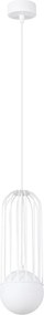 Бяло висящо осветително тяло със стъклен абажур Belinda – Sollux