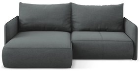 Сив разтегателен ъглов диван с място за съхранение (ляв ъгъл) Nanea – Makamii