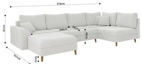 Кремав ъглов диван от плат букле (ляв ъгъл/"U" форма) Ariella – Ropez