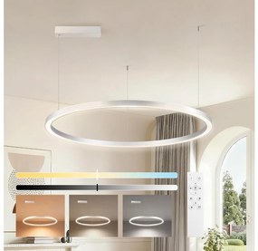 Brilagi-LED Димируем висящ полилей на кабел PORTOFINO LED/60W/230V диам. 80 см сребрист + дистанционно управление