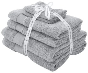 Светлосиви памучни хавлии и кърпи за баня в комплект от 6 бр. от тери Anti-Bacterial – Catherine Lansfield