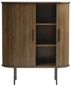 Кафяво шкафче от декор от дъб с плъзгащи се врати 100x118 cm Nola – Unique Furniture