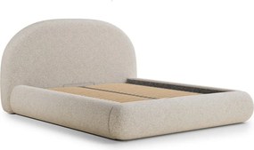 Кремаво двойно легло 180x200 cm тапицирано с място за съхранение с включена подматрачна рамка Maumere – Maison de Rêve