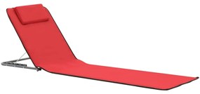 44329 vidaXL Сгъваеми плажни постелки, 2 бр, стомана и плат, червени