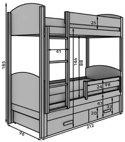 Двуетажно легло Лия-бяло-200 x 90