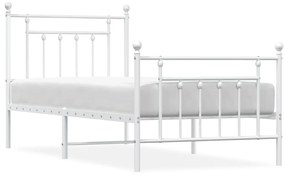 353597 vidaXL Метална рамка за легло с горна и долна табла, бяла, 90x200 см
