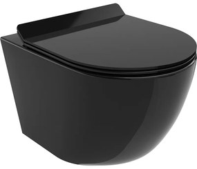 Mexen Лена чиния wc Rimless с бавнопадаща седалка slim, duroplast, черен гланц - 30224070