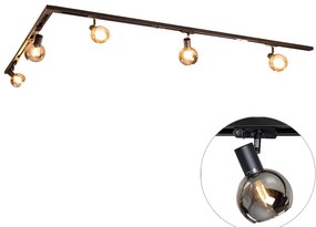 Модерна релсова система за осветление с 5 черни прожектора 1-фазов - Iconic Lava