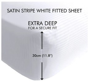 Бял чаршаф за опъване 90x190 cm Satin Stripe - Catherine Lansfield