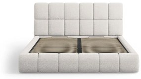 Светлосиво тапицирано двойно легло с място за съхранение и решетка 180x200 cm Bellis - Micadoni Home