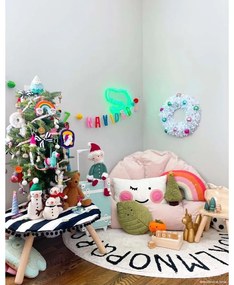 Кремав ръчно изработен памучен детски килим подходящ за пране ø150 cm ABC Natural Black – Lorena Canals