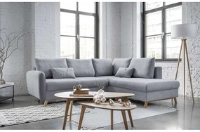 Светлосив ъглов разтегателен диван десен ъгъл Scandic Lagom - Miuform