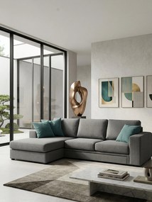 Ъглов диван Lina plus-Gkri Skouro-265 x 150 cm-Right