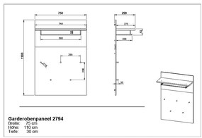 Панел за закачалки в дъбов декор в естествен цвят Fremont - Germania