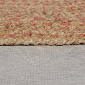 Кръгъл килим от юта в сьомгово-естествен цвят 133x133 cm Capri - Flair Rugs