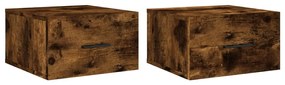829863 vidaXL Нощни шкафчета за стенен монтаж, 2 бр, опушен дъб, 35x35x20 см