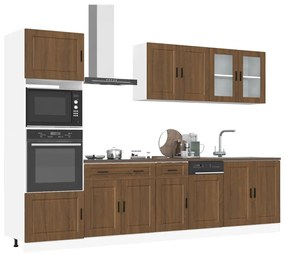 3314758 vidaXL Комплект кухненски шкафове, 7 части, "Porto", кафяв дъб, инженерна дървесина