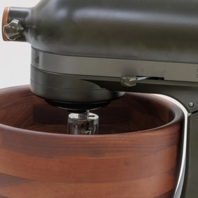 Планетарен миксер KitchenAid Artisan Evergreen 5KSM180WSEEG, 300W, 4.7 л, Direct drive, 10 скорости, Накланяща се глава, Купа от орехово дърво, Тъмнозелен/кафяв