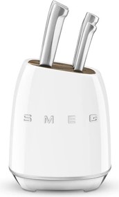 Комплект ножове със стойка SMEG KBSF02WH, 7 части, Слотове от акациево дърво, Немска неръждаема стомана, Бял