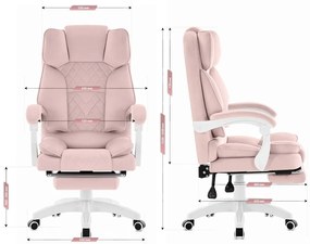 Ергономичен офис стол HC-1031 с поставка за крака - розов