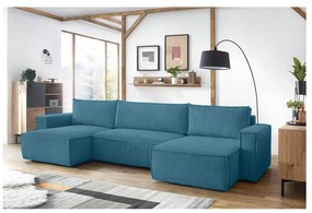 Тюркоаз сгъваем ъглов диван от рипсено кадифе Nihad – Bobochic Paris