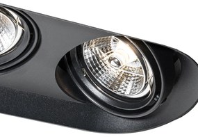 Комплект от 6 заоблени вградени спота черни GU10 70mm 2-Light - Hubs