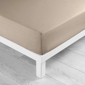 Светлокафяв еластичен памучен чаршаф 180x200 cm Lina – douceur d'intérieur