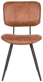 Кафяви кожени трапезни столове в комплект от 2 броя Fos - LABEL51