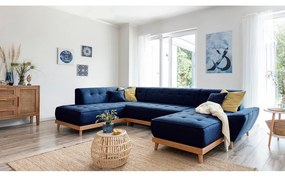 Морскосин U-образен разтегателен диван, ляв ъгъл Dazzling Daisy - Miuform