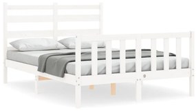 3192007 vidaXL Рамка за легло с табла бяла 4FT Small Double масивна дървесина