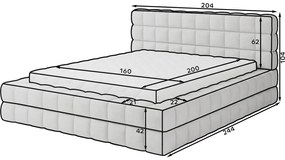 Светлокафяво двойно легло 160x200 cm тапицирано с място за съхранение с включена подматрачна рамка Dizzle – ELTAP