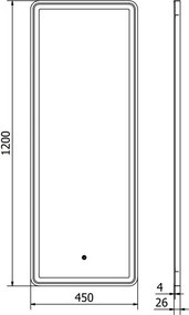 Mexen Coro осветено огледало за баня 45 x 120 см, LED 6000K, без замъгляване, черна
