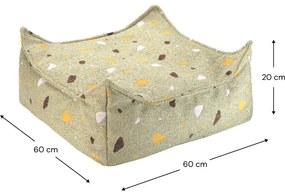 Зелен детски пуф от букле и шенил Terrazzo Square – Wigiwama