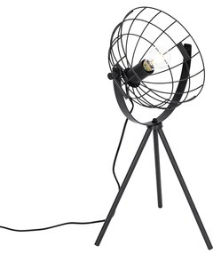 Индустриална триножна настолна лампа черна регулируема - Hanze