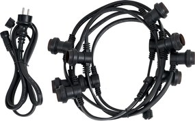 Свързващи се черни празнични светлини с щепсел 6m вкл. E27 10-лампи IP44 - Lubber