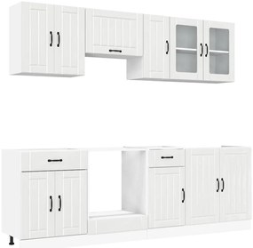 3314833 vidaXL Комплект кухненски шкафове от 8 части "Lucca", бяло гланцово инженерно дърво