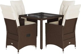 3276769 vidaXL Градински комплект с възглавници 5 части кафяв полиратан