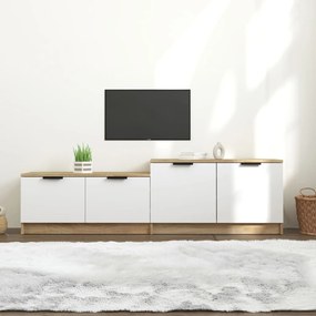 811489 vidaXL ТВ шкаф, бяло и дъб сонома, 158,5x36x45 см, инженерно дърво