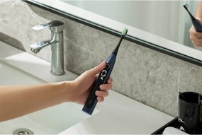 Електрическа четка за зъби Oclean X Lite Set, 72000 об/мин, 5 режима, Smart, Тъчскрийн, До 40 дни автономия, Отчитане на почистените зони, +Калъф, Тъмносин
