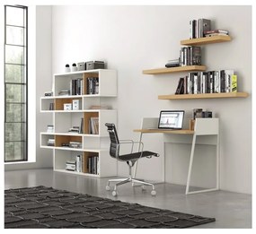 Бяла етажерка за книги с дъбови детайли Лондон - TemaHome