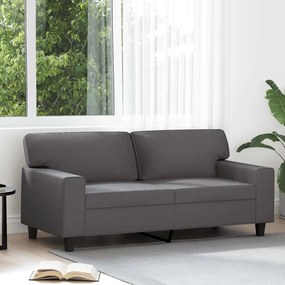 359419 vidaXL 2-местен диван, сив, 140 см, изкуствена кожа