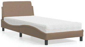 3208341 vidaXL Легло с матрак, капучино, 90x200 см, изкуствена кожа