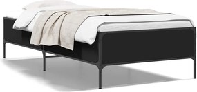844966 vidaXL Рамка за легло, черна, 90x200 см, инженерно дърво и метал