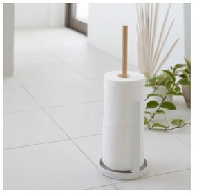 Бяла поставка за резервни тоалетни ролки с детайли от букова дървесина Tosca - YAMAZAKI