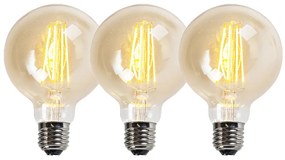 Комплект от 3 E27 димируеми LED крушки G95 Златни 5W 450LM 2200K