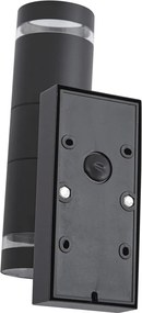 Модерна външна стенна лампа черна 2-светлина IP44 със сензор за здрач - Dubbla